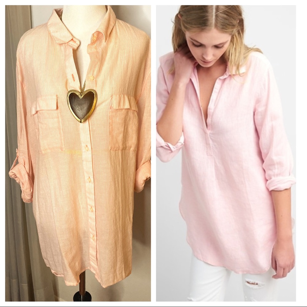Gap High Low Boyfriend Tunic Coral Bells XXL